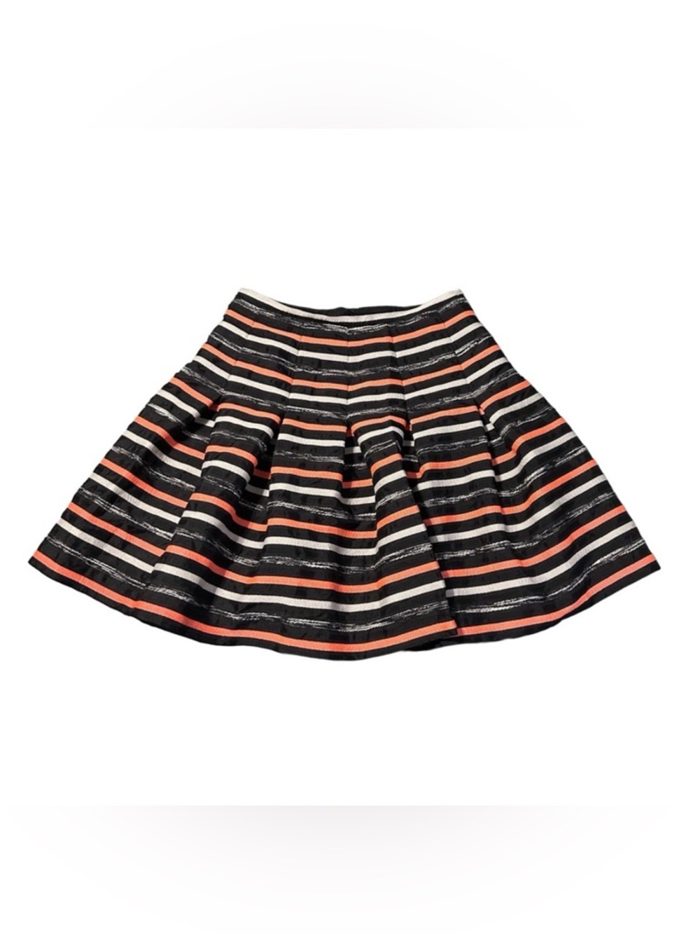 HD in Paris Anthropologie Black and Orange Striped Ribbon Skirt Size 6